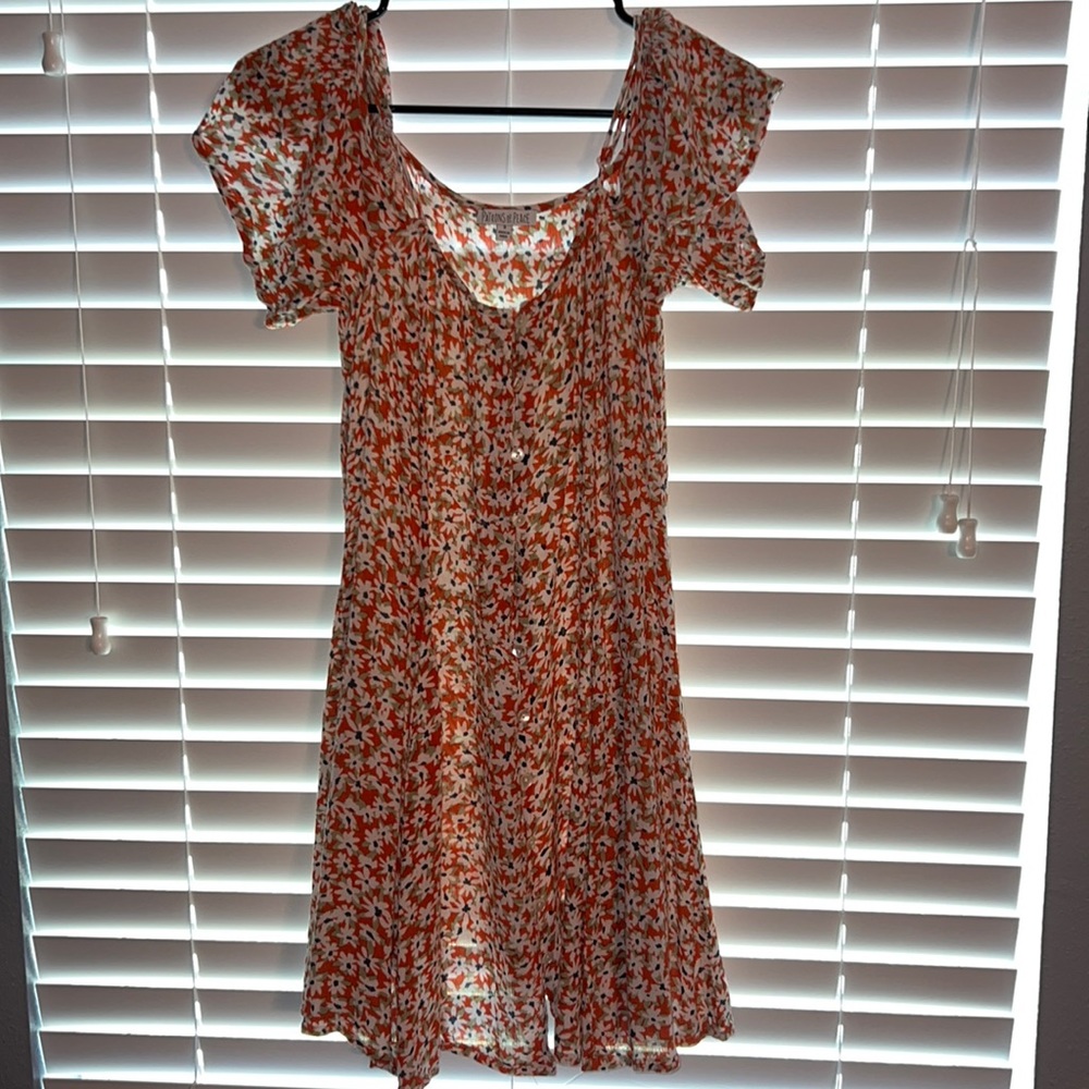 Patrons of Peace Button-Up Orange Floral Summer Dress